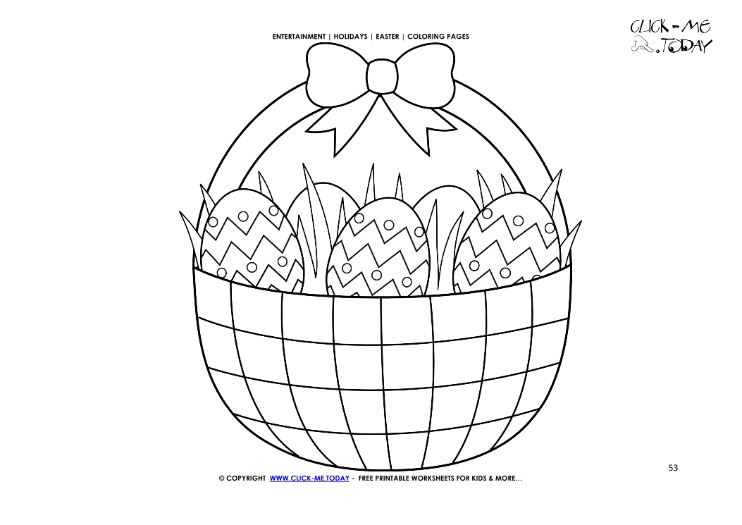 Easter Coloring Page: 53 Big Easter basket with eggs